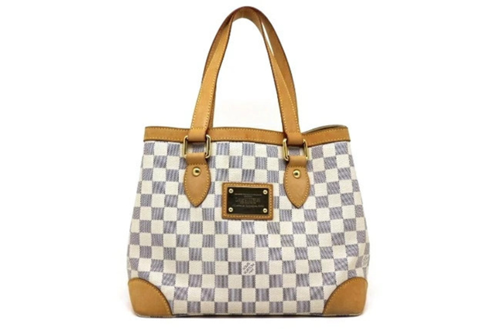 LOUIS VUITTON Bag Tote Hampstead Damier Azur White